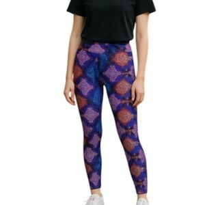 LIQUIDO Printed Yoga Leggings Purple Zen Mid-Rise Crop 7/8 Length Size Medium